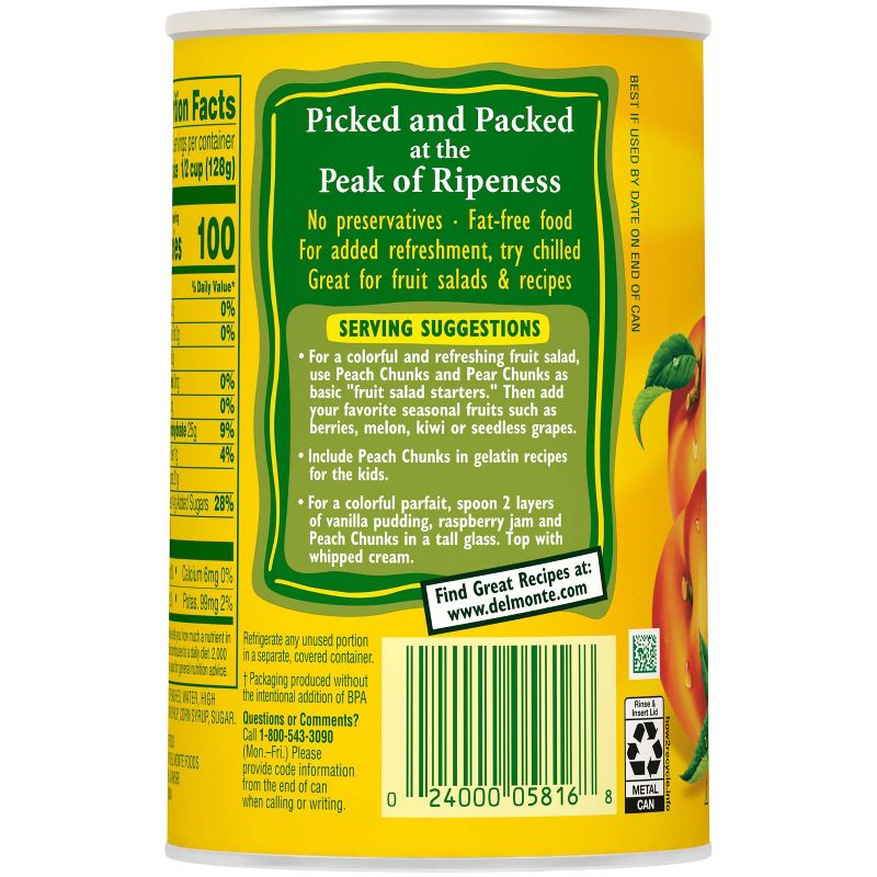 Del Monte Yellow Cling Peach Chunks In Heavy Syrup 15.25oz, 4 of 6