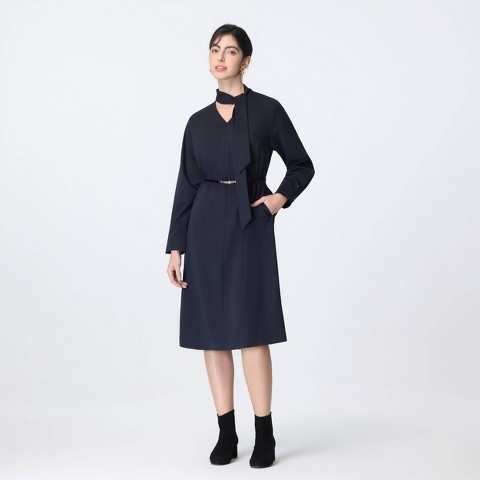 Женские платья A New Day Women's Long Sleeve Scarf Midi A-Line Dress - A New Day™ Dark Blue L