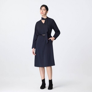 Women's Long Sleeve Scarf Midi A-Line Dress - A New Day Dark Blue M :  Target