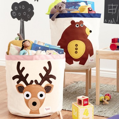 Deer Canvas Collapsible Kids Toy Storage Bin