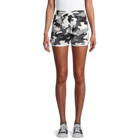 Psk Collective Women's Curved Hem Shorts - M Grey Camo : Target