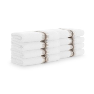 Aston & Arden Luxury Ring Spun Cotton Washcloths (8 Pack), 600 GSM, 13x13 in., White with Striped Ombre Border - 1 of 4