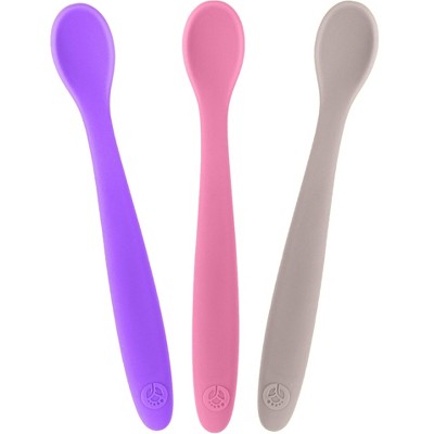 WeeSprout Silicone Baby Spoons, First Stage Infant Feeding Utensils With Soft-Tip, Set of 3