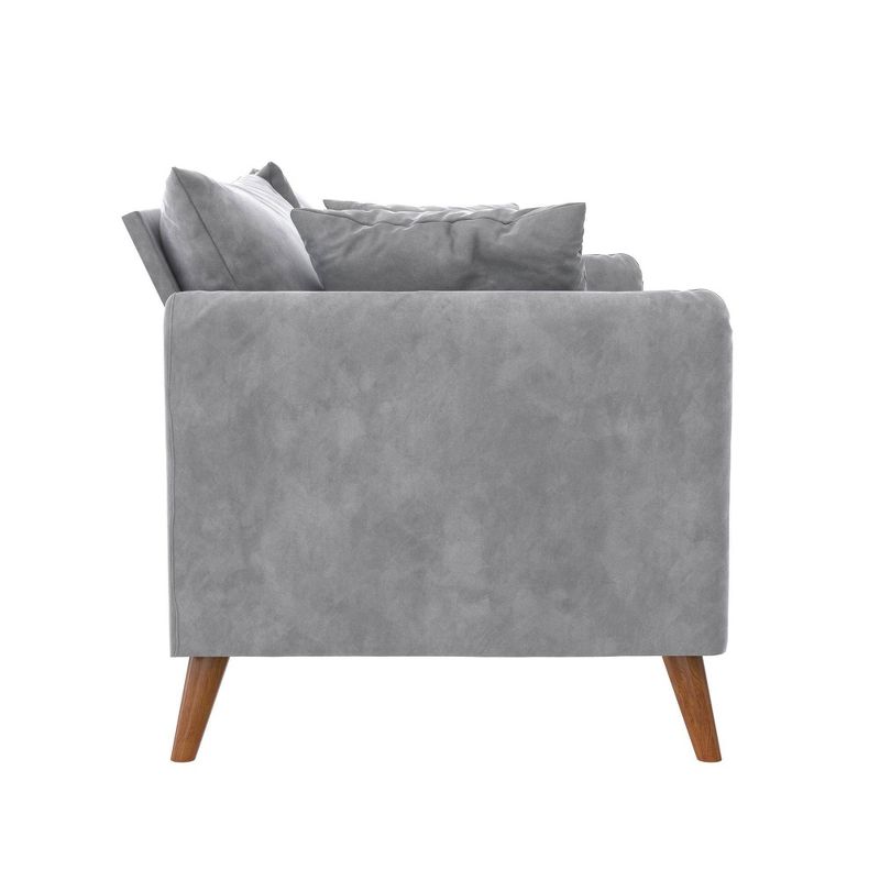 Magnolia 2 Seater Loveseat Sofa with Pillows Pocket Coil Seating Light Gray Velvet - Novogratz, 6 of 15
