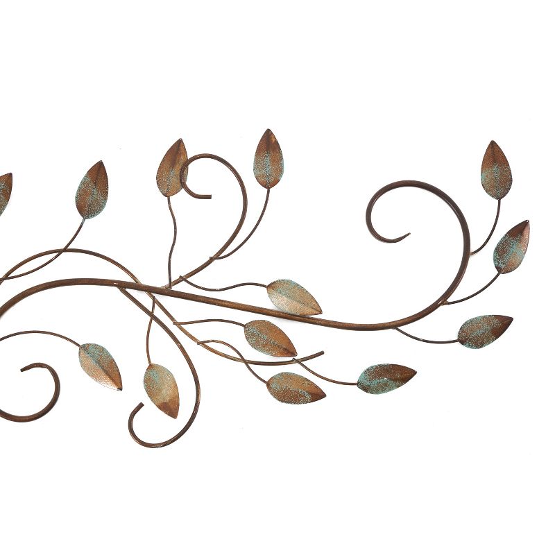 Stratton Home Decor SHD0065 Patina Scroll Leaf 40x10 Inch Metal Tree Branch & Leaves Wall Art Decoration for Bedroom, Bathroom, Living Room, Kitchen, 3 of 7