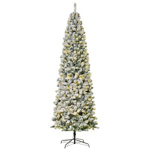 Aghana Digitals 9FT Slim Flocked Artificial Christmas Tree with Auto-Open Hinge, Realistic Pine - 1 of 4