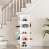 5 Tier Rotating Shoe Rack Tower, Revolving Shoe Rack Storage, Round Carousel Vertical Handbag and Shoe Organizer ,White - 2 of 4