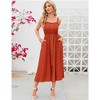 Women's Dress Casual Summer Spaghetti Strap Dress Button Down Sleeveless A Line Beach Swing Midi Sundress - 4 of 4