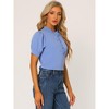 Allegra K Women's Work Office Half Placket Ruffled Puff Sleeve Blouse - 3 of 4