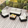 Tangkula 5 Pieces Outdoor Patio Furniture Set Sectional PE Rattan Sofa Set with Cushions and Acacia Wood Coffee Table - 4 of 4
