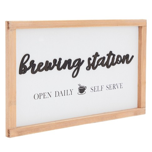 Farmlyn Creek Brewing Station Sign For Kitchen, Wooden Farmhouse Coffee ...