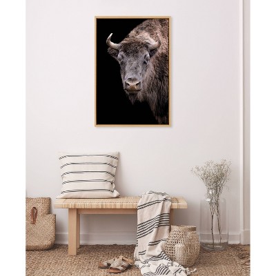 Natural Framed American Bison Canvas Wall Art, 23x33