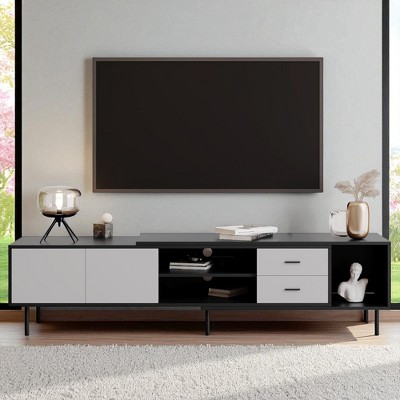 Modern TV Stand for 80'' TV with 2 Doors, Media Console Table, Entertainment Center with Large Storage Cabinet for Living Room, Bedroom