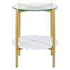 Gold Finish Side Table with Faux Marble Shelf - Henn&Hart - 4 of 4