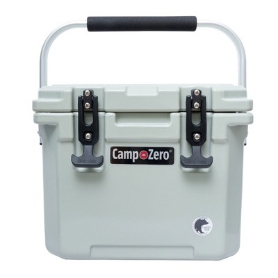 CAMP-ZERO Quart Lidded Cooler with  Molded In Cup Holders, Folding Aluminum Handle Grip, and Locking System