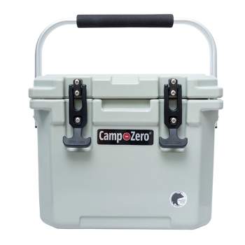 CAMP-ZERO 10 Liter 10.6 Quart Lidded Cooler with 2 Molded In Cup Holders, Folding Aluminum Handle Grip, and Locking System, Sage