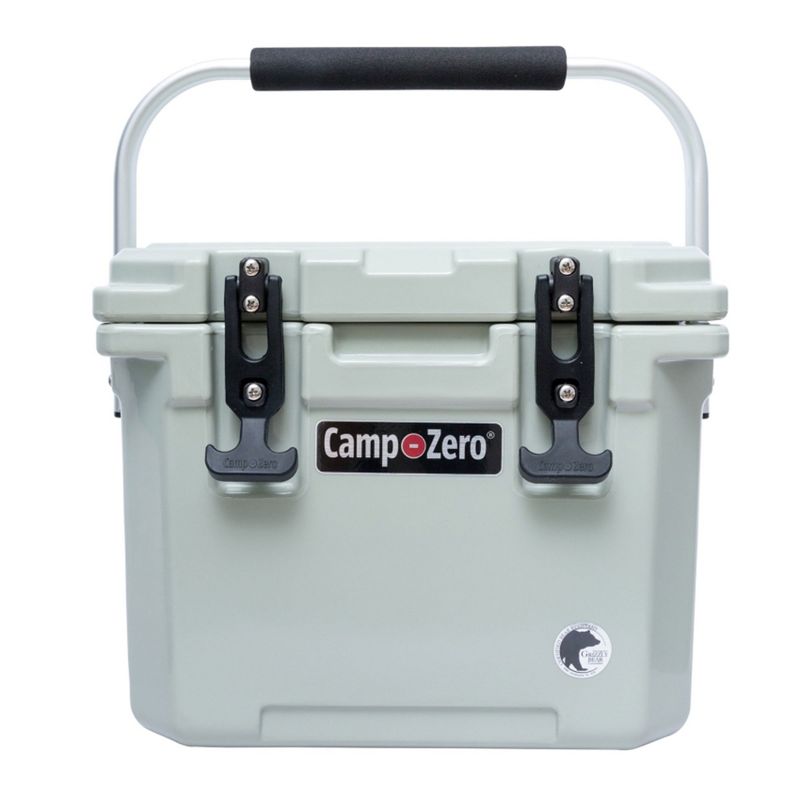 CAMP-ZERO 10 Liter 10.6 Quart Lidded Cooler with 2 Molded In Cup Holders, Folding Aluminum Handle Grip, and Locking System, Sage, 1 of 8