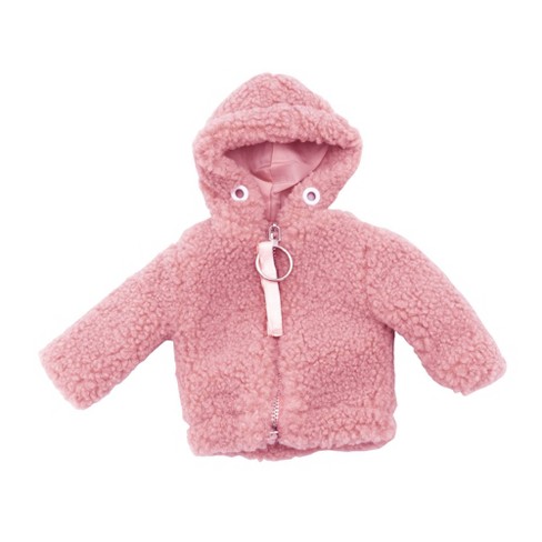 Big Teddy Vibes Plush Fleece Jacket, Pink / 18MON