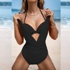 Women's Plunging Neck Bikini Top & Plunging Ruched Swim Set - Cupshe - 2 of 4