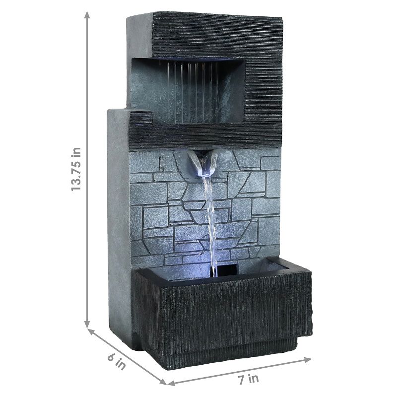 Sunnydaze Indoor Home Office Polyresin Modern Tiered Brick Wall Tabletop Water Fountain with LED Light - 13", 5 of 16