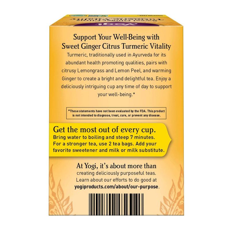 Yogi Sweet Ginger Citrus Turmeric Vitality Tea - 16ct, 2 of 6