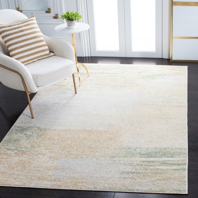 Ivory and Gold Abstract Hand-knotted Medium Area Rug