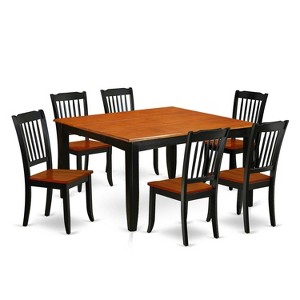 Modern Dining Set 7 Piece - Square Table w/ Butterfly Leaf & 6 Chairs - 54x54 Inch - Black Cherry Finish - 1 of 4