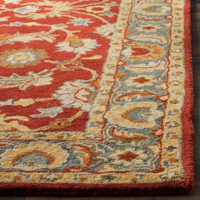 Heritage Red and Blue Hand-Tufted Wool Runner Rug