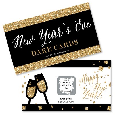 Big Dot of Happiness New Year's Eve - Gold - New Years Eve Party Game Scratch Off Dare Cards - 22 Count