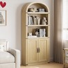 L-Shape Arched Bookcase w/ Doors Tall Bookshelf Farmhouse Bookcase Cabinet w/ Shelves Wooden - 3 of 4