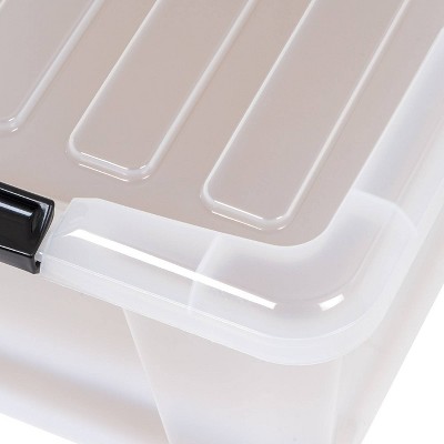 Clear Stackable Plastic Storage Bins with Latching Lids, 45 Qt, Set of 4