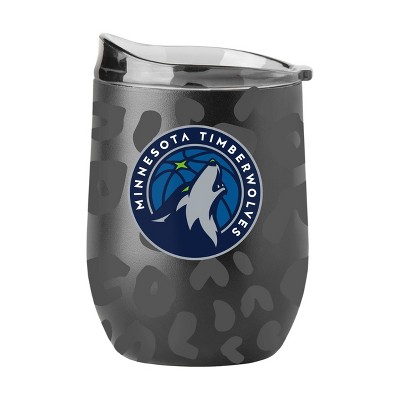 NBA Minnesota Timberwolves 16oz Leopard Powder Coat Curved Beverage Can - Black