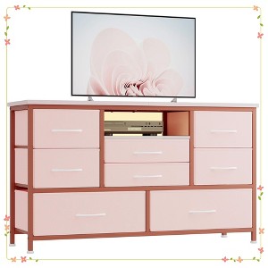 Jojoka 8 Dresser TV Stand with Power Outlet & LED Light, 47'' Wide TV Stand with 8 Deep Drawers for Bedroom - 1 of 4