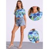 INSPIRE CHIC Women's Short Sleeve Semi-Sheer Tropical Leaves Print Hawaiian Crop Top - 2 of 4