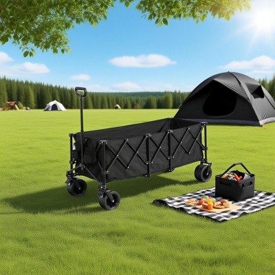 Lightweight Heavy Duty Folding Beach Wagon, Portable Utility Cart with Wheels for Camping, Grocery, Garden - ModernLuxe