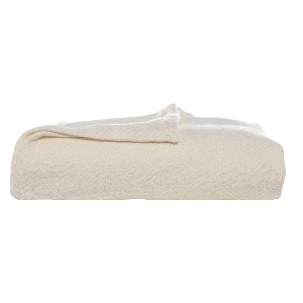 Eddie Bauer Herringbone cotton blanket - Bone (Full/Queen)