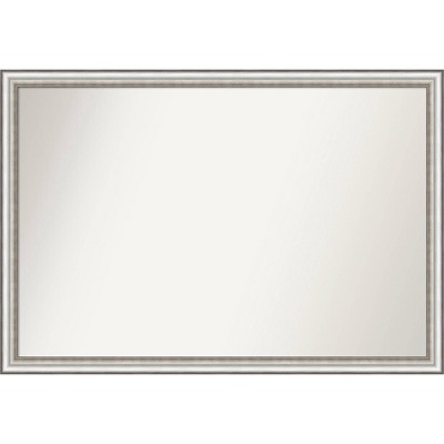 39" x 27" Non-Beveled Salon Silver Narrow Wall Mirror - Amanti Art: Modern Polystyrene Frame, Includes Mounting Hardware