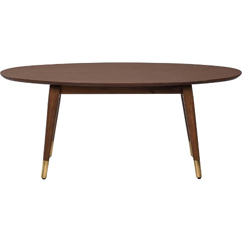 Clemintine Mid-century Oval Coffee Table With Brass Walnut - Adore