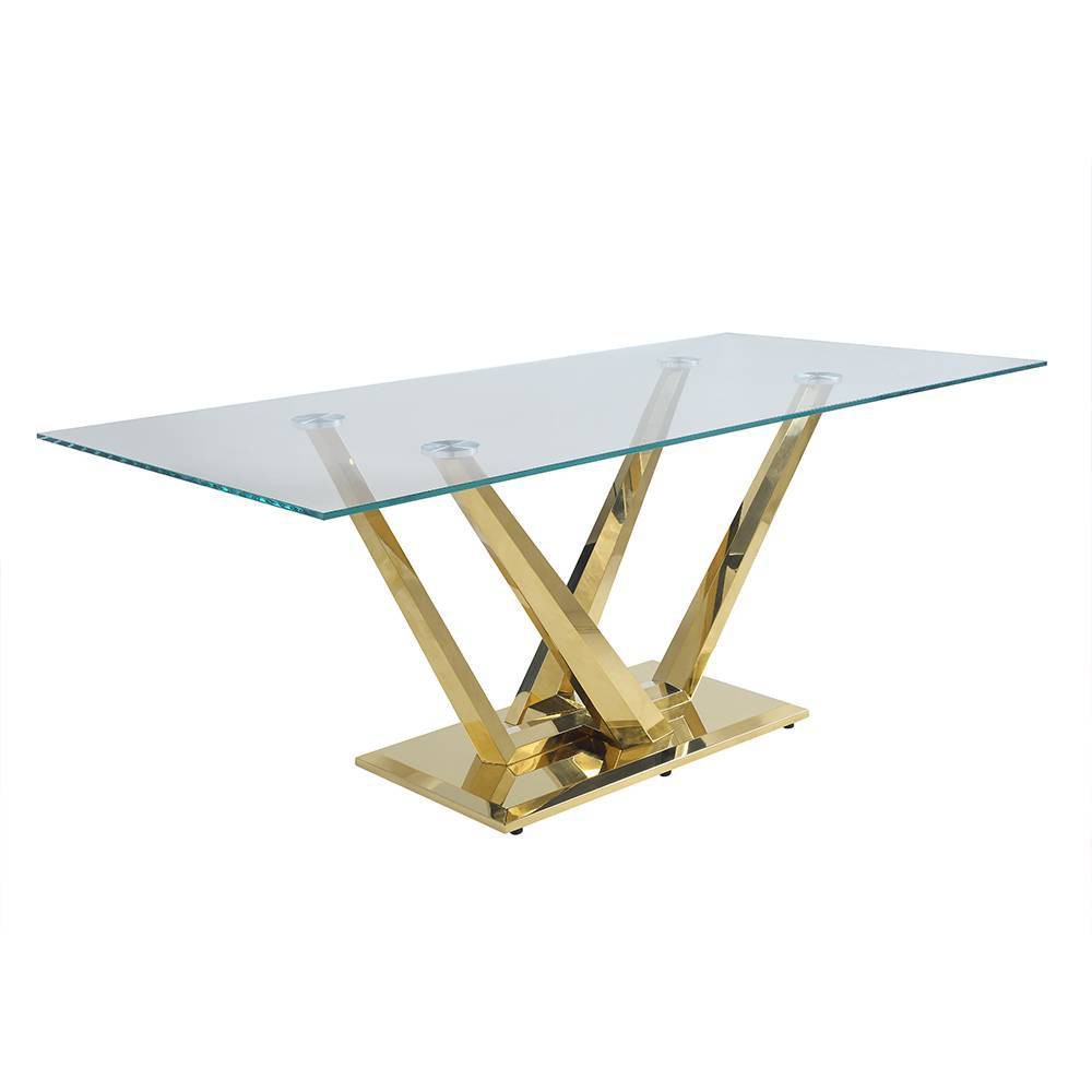 Photos - Garden & Outdoor Decoration Acme Furniture Barnard Dining Table Clear Glass/Mirrored Gold Finish