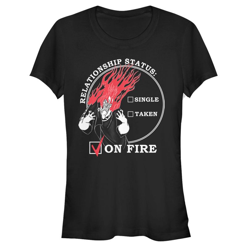 Juniors Womens Hercules Hades Valentine's Day Status, ON FIRE! T-Shirt, 1 of 5