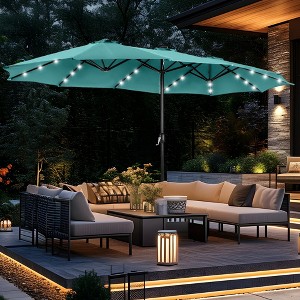 Captiva Designs 15' x 9' Rectangular Outdoor Patio Market Umbrella with Extra Large Base and Sand Bags - 1 of 4