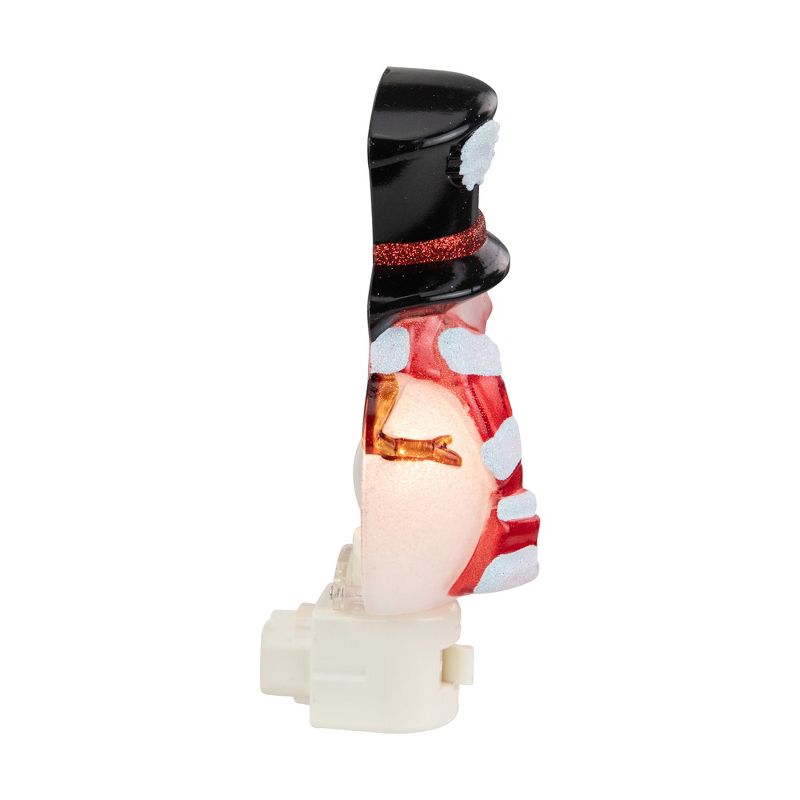 Northlight 6.5" White and Red Snowman in Black Top Hat Christmas Night Light, 3 of 6