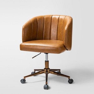 Eugene Mid-century Modern Ergonomic Office Chair with High-quality and Easy to Clean Vegan Leather | ARTFUL LIVING DESIGN-CAMEL - 1 of 4