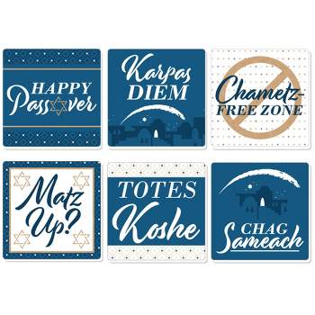 Big Dot of Happiness Happy Passover - Funny Pesach Party Decorations - Drink Coasters - Set of 6