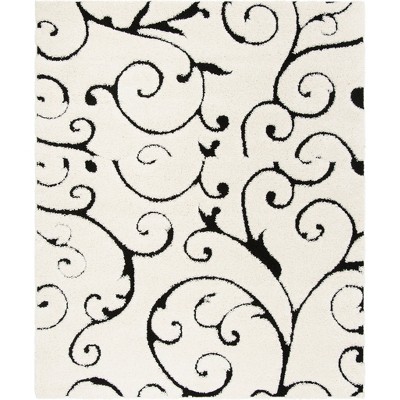 6'7"x6'7" Swirl Loomed Square Area Rug Ivory/Black - Safavieh