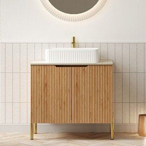 GDFStudio Hamel Freestanding Bathroom Vanity with Glossy White Ceramic Basin - 1 of 4