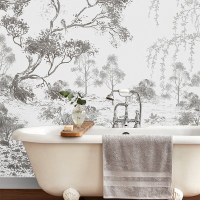 Large Grey Botanical Forest Removable Wall Mural