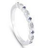 Pompeii3 1/5 ct Blue Sapphire & Diamond Wedding Ring Stackable Band 10k White Gold - 3 of 4
