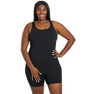 Sporti Sporti Plus Size HydroLast Chlorine Resistant Scoop Back Unitard One Piece Swimsuit Black 18W - 1 of 4