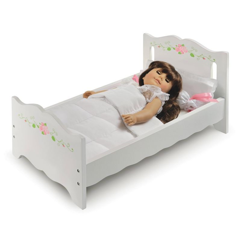 Badger Basket Doll Bed with Bedding and Free Personalization Kit - White Rose, 5 of 10